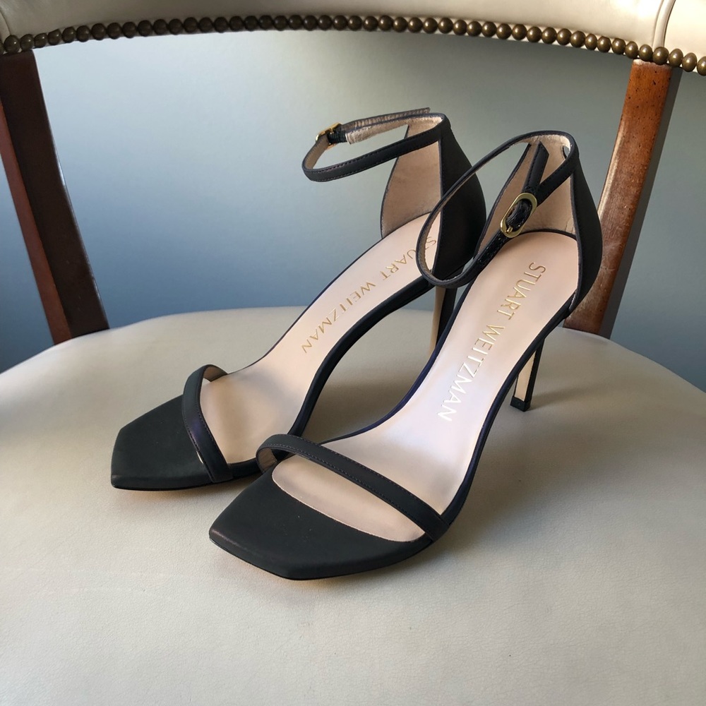 Stuart Weitzman dark purple strappy heels